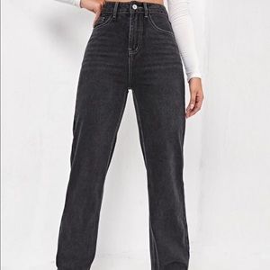 High waist boyfriend jeans in black
